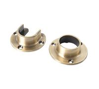 Cosnys 1 Pair Heavy Duty Antique Brass Zinc Closet Pole Sockets Rod End Support Flange Rod Holder Set Wall Mount Pipe Bracket with Screws for Closet Wardrobe Shower Curtain Rod (Fit 33mm 1-1/4")
