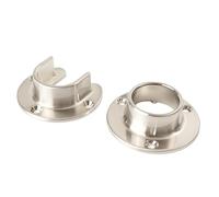 Cosnys 1 Pair Heavy Duty Brushed Satin Zinc Closet Pole Sockets Rod End Support Flange Rod Holder Set Wall Mount Pipe Bracket with Screws for Closet Wardrobe Shower Curtain Rod (Fit 33mm 1-1/4")