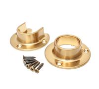 Cosnys 1 Pair Heavy Duty Champagne Bronze Zinc Closet Pole Sockets Rod End Support Flange Rod Holder Set Wall Mount Pipe Bracket with Screws for Closet Wardrobe Shower Curtain Rod (Fit 33mm 1-1/4",)
