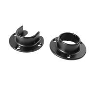 Cosnys 1 Pair Heavy Duty Matte Black Zinc Closet Pole Sockets Rod End Support Flange Rod Holder Set Wall Mount Pipe Bracket with Screws for Closet Wardrobe Shower Curtain Rod (Fit 33mm 1-1/4",Black)