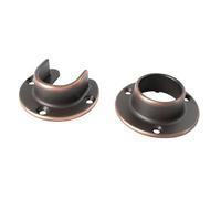 Cosnys 1 Pair Heavy Duty Oil Rubbed Bronze Zinc Closet Pole Sockets Rod End Support Flange Rod Holder Set Wall Mount Pipe Bracket with Screws for Closet Wardrobe Shower Curtain Rod (Fit 33mm 1-1/4",)