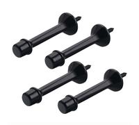 Cosnys 4 Pack 3" Heavy Duty Solid Rigid Door Stop with Black Soft Rubber Tip, Zinc Metal Door Stopper Protect Wall & Door, Matte Black Door Stops,Door Stopper Wall Protector