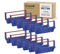 Cosob 12 Pack Compatible Ribbon Replacement for SP700 Printer Ribbon SP700 SP-700 RC700 RC-700 Use with Star SP700 SP700BR RC700BR SP712 SP712R SP717 SP742R SP747 SP740 Printer (Black and Red)
