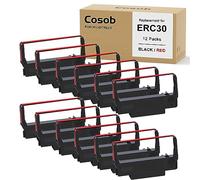 Cosob 12 Pack ERC30 ERC30 Black and Red ERC-30 ERC30/34/38 Ribbon Compatible with Epson TM-U220 M188B ERC30 ERC34 ERC38 NK506 Printer