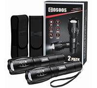 COSOOS 2 LED Torch with Holsters, Super Bright Hand Flashlight with Holster for Belt, Zoomable Water Resistant Tactical Torch, 5 Modes Small Flash Light for Camping, Hiking, Emergency