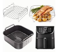 COSORI 5.5L Accessories | Airflow Pro™ Silicone Liner + 2 Stainless Steel Racks | 3mm Thick with 15mm Raised Ridges for Airflow | COSORI 5.5L Air Fryer Accessories | by iStock Kitchen