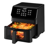 Cosori Clear Window Air Fryer, 6.2L Compact Airfryer, 55dB Quiet Operation, 11 Preset Functions, Energy-Saving Fast Cooking, Nonstick & Dishwasher-Safe, Black