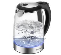 COSORI Kettle, Electric Kettles, 3000W with No Plastic Filter & Spout, Stainless Steel Inner Lid, Fast Quiet Boil with Blue LED, BPA Free, Smart Boil-Dry Protection, Glass Small Black, 1.5L