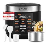 COSORI Rice Cooker, Slow Cooker & Steamer with Ceramic Coated Inner Pot and Fuzzy Logic, 50 Recipes,10 Cups, 5L Capacity, with 17 Functions, Warmer, Timer, Black