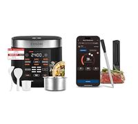 COSORI Rice Cooker and Meat thermometer, Slow Cooker & Steamer with Ceramic Coated Inner Pot and Fuzzy Logic, 50 Recipes,10 Cups, 5L Capacity, with 17 Functions, Warmer, Timer, Black