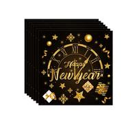 COSORO 20Pcs Happy New Year Eve Party Paper Napkins, Black Gold, 33cm x 33cm, 1-Ply, 20 Count, Napkins, Party Supplies