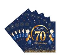 COSORO 20pcs Navy Blue Gold 70th Napkins Serviettes,Happy 70th Birthday Paper Serviette Napkin for Men Women 70th Birthday Table Decorations,70th Birthdays Party Tissue 70th Table Napkins for Him Her