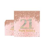 COSORO 20pcs Rose Gold 21st Napkins Serviettes,Happy 21st Birthday Paper Serviettes Napkins for Girls 21st Birthday Table Decorations,21st Birthday Party Tissue 18th Table Napkins for Her
