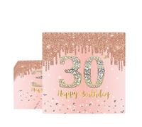 COSORO 20pcs Rose Gold 30th Napkins Serviettes,Happy 30th Birthday Paper Serviettes Napkins for Ladies Women 30th Birthday Table Decorations,30th Birthday Party Tissue 18th Table Napkins for Her