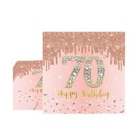 COSORO 20pcs Rose Gold Serviettes - 70th Birthday Tissue Napkins for Her