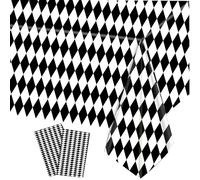 COSORO 2pcs Black and White Diamond Checkered Tablecloth Party,130x220cm Plastic Racing Tablecloths Table Cover Gingham Table Cloth for Racing,Picnic,Xmas,Halloween,Birthday Party Table Decoration
