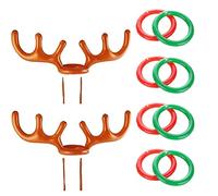 COSORO 2Pcs Christmas Party Inflatable Reindeer Antler Hat Ring Toss Game With Rings For Family Kids Office Xmas Holiday New Year Party Fun Games
