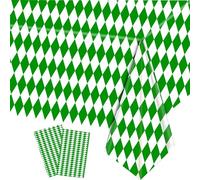 COSORO 2pcs Green and White Diamond Checkered Tablecloths, 130x220cm Plastic Checkered Table Cover Gingham Table Cloth for Picnic, Xmas, Halloween, Birthday Party Decoration