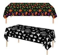 COSORO 2pcs Halloween Table Cloth Party Plastic Table Cover,137x 274cm Large Pumpkin Bat Ghost Pattern Halloween Tablecloths Dinner Tablecloth for Indoor Outdoor Halloween Party Table Decorations