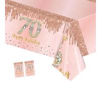 COSORO 2pcs Rose Gold 70th Table Cloth,Happy 70th Birthday Tablecloth for Ladies Women 70th Birthday Table Decoration,137 * 274cm Plastic Tablecloths Table Cover 70th Birthday Decorations for Her