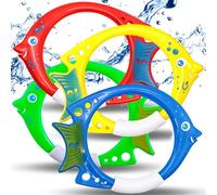COSORO 4Pcs Diving Fish Ring Toys Swimming Pool Sinking Toy Swimming Sinkers for Kids Age 7-12,Fish Ring Underwater Diving Toy,Bath Water Swimming Underwater Pool Training Toys for Girls Boys Gifts