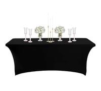 COSORO 6ft Spandex Tablecloths Stretchable Tablecloth Black for Rectangle Table,Washable Fitted Table Cloth Spandex Stretch Patio Table Cover for Event,Wedding,Banquet,Halloween Party,Covering Stalls