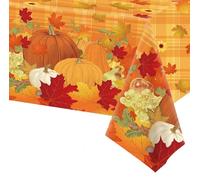 COSORO Autumn Thanksgiving Decorations Table Cloth,137*274cm Plastic Fall Tablecloth Yellow Pumpkin Maple Leaf Tablecover,Autumn Decor Table Cloth Party for Thanksgiving Harvest Festival Decorations