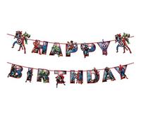 COSORO Avengers Party Banner Super Hero Captain America Iron Man Hulk Batman Spiderman Happy Birthday Marvel Bunting for Boys Kids Superhero Decorations,Avengers Decorations