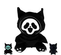 COSORO Black Ghost Face Plush Toy Halloween Stuffed Doll, 23cm Luminous Terrors Scream Toy, Horror Killers Ghost-face Plushie for Kids Birthday