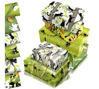 COSORO Cat Wrapping Paper Sheets 68x50cm,12 Sheets Green Black Cats Gift Wrapping Paper,Recyclable Cats Birthday Wrapper for Boys Girls Kids Adults Party Gift Wrap Boxes Decorations