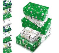 COSORO Golf Wrapping Paper Sheets 68x50cm,12 Sheets White Green Golf Art Gift Wrapping Paper,Recyclable Golfs Birthday Wrapper for Boys Mens Kids Adults Party Gift Wrap Boxes Decorations