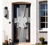 COSORO Large Christmas Bow for Front Door Silver,Xmas Door Bow with Diamante,Large Outdoor Christmas Decorations,Outside Silver Giant Bows for Cabinet Tree Wedding Xmas Party Front Porch Decoration