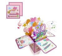 COSORO Pink 3D Pop Up 30th Musical Birthday Card for Women Her Birthday Gifts,Singing Blowable Candle Light Up Happy 30th Birthday Cards for Female Mum Wife Ladies Daughter Sister Niece Friend Partner
