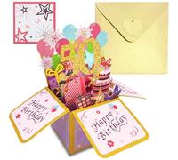 COSORO Pink Gold Pop Up 50th Birthday Card for Women Her 50 Years Birthday Gifts,Female 50th Birthday 3D Pop-Up Greeting Card with Note and Envelope for Daughter Mom Grandma Wife Sister Friend Partner