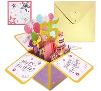 COSORO Pink Gold Pop Up 55th Birthday Card for Women Her 55 Years Birthday Gifts,Female 55th Birthday 3D Pop-Up Greeting Card with Note and Envelope for Daughter Mom Grandma Wife Sister Friend Partner