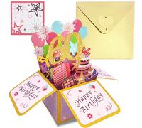 COSORO Pink Gold Pop Up 60th Birthday Card for Women Her 60 Years Birthday Gifts,Female 60th Birthday 3D Pop-Up Greeting Card with Note and Envelope for Daughter Mom Grandma Wife Sister Friend Partner