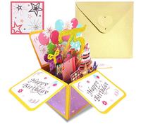 COSORO Pink Gold Pop Up 75th Birthday Card for Women Her 75 Years Birthday Gifts,Female 75th Birthday 3D Pop-Up Greeting Card with Note and Envelope for Daughter Mom Grandma Wife Sister Friend Partner