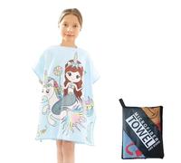 COSORO Unicorn Hooded Poncho Towel for Kids,60x90cm Microfibre Beach With Bag,Sand Free Quick Dry Thin Towels,Swimming Warm Wrap Changing Robe Bath,Childs Travel for Girls Boys Age 2-6