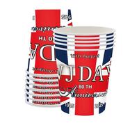 COSORO VJ Day 80th Anniversary Decorations Paper Cups,16pcs 15th August VJ Day Cup Celebrations Cups for 80 Years Victory Over Japan WW2 1945-2025 VJ-Day 80th Anniversary Party Table Decorations