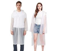 Cosowe Rain Poncho Raincoats for Adults, 2 Pack Reusable Emergency Rain Coat Jacket with Hood, Rain Cover Poncho for Men Women, White