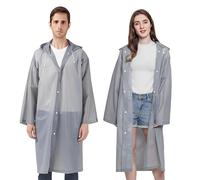 Cosowe Rain Poncho Raincoats for Adults, 2 Pack Reusable Rain Jacket Rainwear with Hoods and Sleeves, Waterproof for Emergency, Outdoors, Camping, Disney, Grey