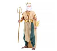 Cosplay Ancient Egyptian Cleopatra Pharaoh Costume Halloween Role Play Male and Female Performances Makeup Ball Party, Golden Poseidon Fun Bundle Adult Mens (Mens, M)