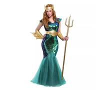 Cosplay Ancient Egyptian Cleopatra Pharaoh Costume Halloween Role Play Male and Female Performances Makeup Ball Party, Golden Poseidon Fun Bundle Adult Mens (Womens, L)