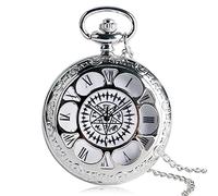 Cosplay Anime Kuroshitsuji Black Butler Silver Quartz Pocket Watch Sebastian Ciel Necklace Pendant Boy Men Gift,Silver