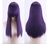 cosplay anime wig high temperature silk rose net colorful 60CM thickening long straight hair color:ZF60-24 thickening