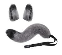 Cosplay Cat Ears & Tail Set, Faux Fur Animal Cat Fox Wolf Long Tail Ears Kit Halloween Costume Valentine’s Day Fancy Dress Up Accessories Sexy Cute Hair Clips Party Props for Women