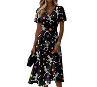 Cosplay Costume for Women Fall Pumpkin Print V Neck Short Sleeve Witch Gown | Cosplay Costume for Women Fall Pumpkin Print V Neck Gown Halloween Outfits Ladies Easy Halloween Accessories