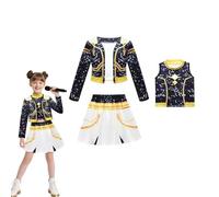Cosplay Costume Girls Pop Singer Embroidery Coat Top Shorts Costume Dance Stage Outfit Set,A-5-6