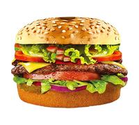 Cosplay Costume, Hamburger Outfit, Realistic 3d Burger Layers, Funny One-Piece Design, Theme Party Clothes for Halloween, Carnival, Role Play, Adults, 25.59 Inches