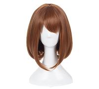 Cosplay Costume Uraraka Ochako Short Brown Bobo Heat Resistant Cosplay Costume Wig Wig Cap Hallowen Party